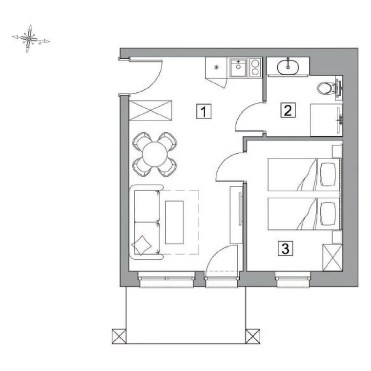 Rzut apartamentu JH.A63 - 34,53 m²